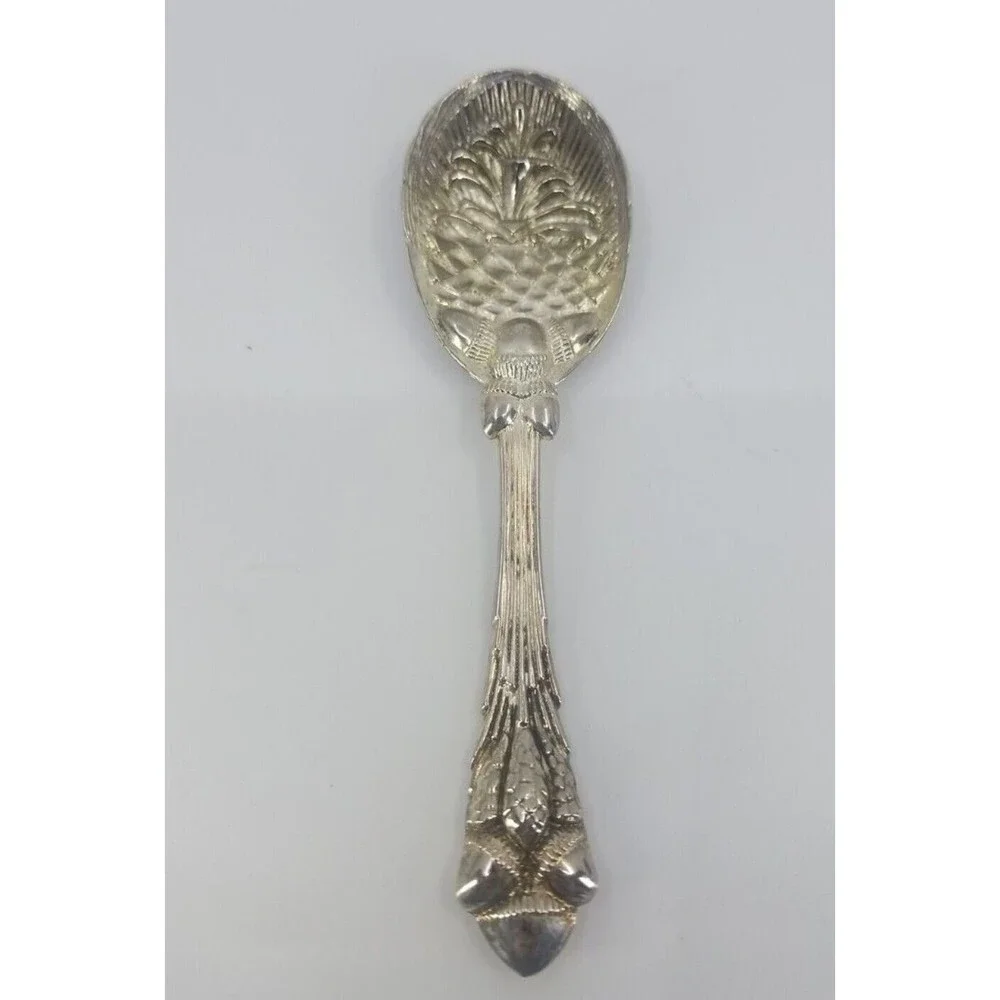Vintage Silver Plated Ornate Pineapple Pinecone Design Fruit Spoon